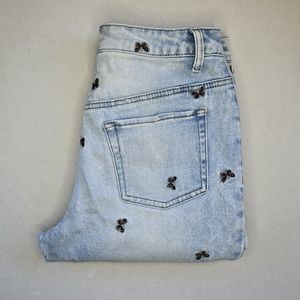 TINSELTOWN WOMENS CURVY HIGH WAISTED BUTTERFLY EMBROIDERY DENIM JEANS 26x25